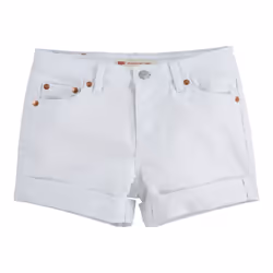Levi's Girls' Girlfriend Fit Denim Shorty Shorts  Classic White  6
