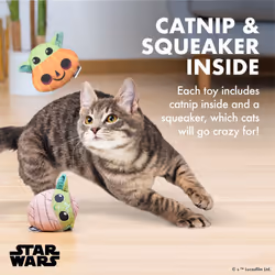 Star Wars for Pets The Mandalorian 4  Halloween Cat Toys 2pc GROGU Mummy & GROGU Pumpkin with Catnip | for Pets GROGU Catnip Cat Toys 2 Piece Collecti