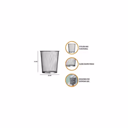 Housewares Large Mesh Waste Paper Bin Silver Bedroom Bin Small Bin Rubbish Bin Waste Bin Recycling Bin for Bedrooms 35 x 30 x 30 cm