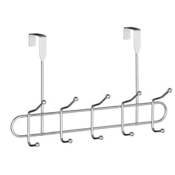 Housewares Over Door Coat Hooks | Over The Door Hanger for Bedroom with 10 Hooks | Anti-Slip Cloths, Belts, Coat Hooks for Door | Chrome Wire Frame