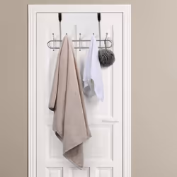 Housewares Over Door Coat Hooks | Over The Door Hanger for Bedroom with 10 Hooks | Anti-Slip Cloths, Belts, Coat Hooks for Door | Chrome Wire Frame