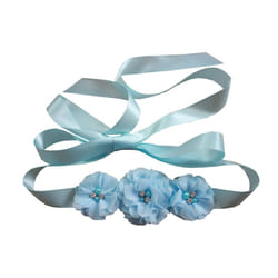 Nania Bridesmaid and Flowergirls sashes wedding sash pearls flowers belts (Sky blue) 95 inches
