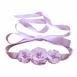 Nania Bridesmaid and Flowergirls sashes wedding sash pearls flowers belts (Lavender) 95 inches