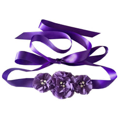 Nania Bridesmaid and Flowergirls sashes wedding sash pearls flowers belts (Purple)
