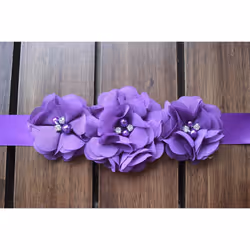 Nania Bridesmaid and Flowergirls sashes wedding sash pearls flowers belts (Purple)