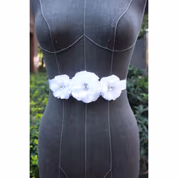 Nania Bridesmaid and Flowergirls sashes wedding sash pearls flowers belts (White)