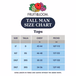 Fruit of the Loom Men's Size Big Tag-Free Undershirts  Tall Man-V Neck-3 Pack  X-Large