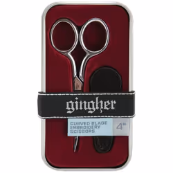 Gingher Curved Embroidery Scissors 4"-W/Leather Sheath
