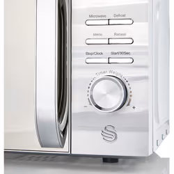 Swan 700W White Symphony Digital Microwave, 20L Capacity, 5 Microwave Power Levels, Defrost and Reheat Settings, 60 Minute Timer - Black