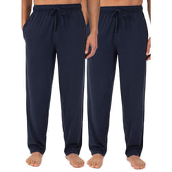 Fruit of the Loom Men's Extended Sizes Jersey Knit Sleep Pant  Navy/Navy (2-pack)  Medium