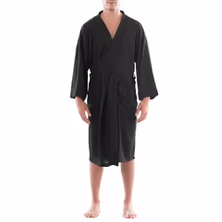 Fruit of the Loom Men's Waffle Kimono Robe Black 2X-3X