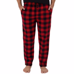 Fruit of the Loom Men's Fleece Pajama Pant Medium Red Buffalo Plaid