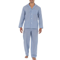 Fruit of the Loom mens Long Sleeve Broadcloth Pajama Set  Blue Stripe  4X US