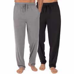 Fruit of the Loom Men's Extended Sizes Jersey Knit Sleep Pant (1 & 2 Packs)Ebony/Ashed Heather  2XL Tall