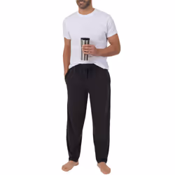 Fruit of the Loom Men's Extended Sizes Jersey Knit Sleep Pant (1 & 2 Packs)Ebony/Ashed Heather  2XL Tall