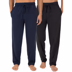 Fruit of the Loom Men's Extended Sizes Jersey Knit Sleep Pant (2-Pack) Black/Navy Medium