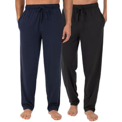 Fruit of the Loom Men's Extended Sizes Jersey Knit Sleep Pant (2-Pack)  Black/Navy  Medium