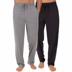 Fruit of the Loom Men's Extended Sizes Jersey Knit Sleep Pant (2-Pack) Black/Grey Medium