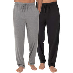Fruit of the Loom Men's Extended Sizes Jersey Knit Sleep Pant (2-Pack)  Black/Grey  Medium