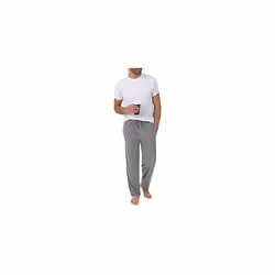Fruit of the Loom Men's Extended Sizes Jersey Knit Sleep Pant (2-Pack)  Black/Grey  Medium