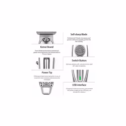 Kemei Cordless Hair Clippers for Men Professional 1949 Beard/Body/Hair Trimmer Grooming Kit with 0mm Bald Blade, Type-C USB Rechargeable, Quiet