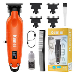 2293 Professional Hair/Beard Trimmer for Men Zero Gapped Hair Clippers for Barber with T Blade, Cordless Rechargeable, Orange