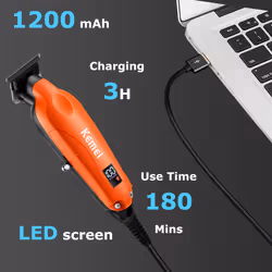 2293 Professional Hair/Beard Trimmer for Men Zero Gapped Hair Clippers for Barber with T Blade, Cordless Rechargeable, Orange