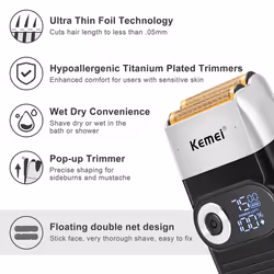 Foil Shaver for Men Electric Razor with Bald Trimming Cordless Electric Shavers with LED Display Father Day Gifts