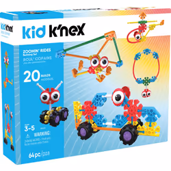 K'NEX Kid K'Nex - Zoomin' Rides Building Set - 64Piece - Ages 3 & Up Preschool Educational Toy Building Set