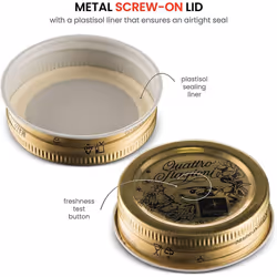Bormioli Rocco naaa Rocco 2-1/4""  56mm Quattro Stagioni  3 Pack of 56 mm Lids  Gold