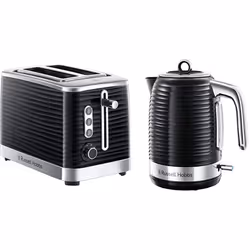 Russell Hobbs 24361 Inspire Electric Fast Boil Kettle, 3000 W, 1.7 Litre, Black with Chrome Accents - Black, Kettle and 2 Sli ...