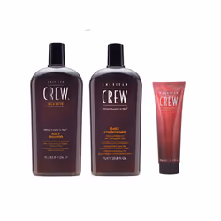 American Crew Daily Moisturizing Shampoo 1000ml, Conditioner 1000ml and Light Hold Gel 390ml