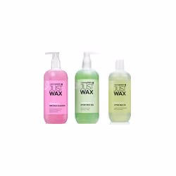 Salon System Just Wax Cleansing Pre Wax Gel 500ml, Soothing Tea Tree After Wax Gel 500ml and Tea Tree After Wax Oil 500ml