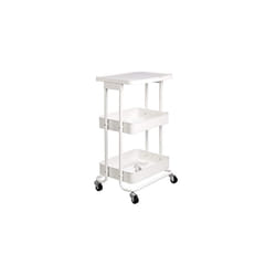 2Tier Metal KitchenUtility Cart with Shelf White