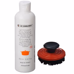 Le Creuset 2-Piece Cleaning Set Nylon Brush Kitchen Product 3.25"""" Cerise with Enameled Cast Iron 8.45 fl. oz. Cookware ...