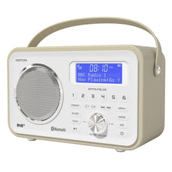 Spitalfields 2 Retro DAB/DAB+ Digital FM Portable Radio | Alarm Clock | Bluetooth 5.0 | Leather Effect Finish | Mains Powered | Rechargable Battery |