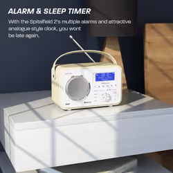 Spitalfields 2 Retro DAB/DAB+ Digital FM Portable Radio | Alarm Clock | Bluetooth 5.0 | Leather Effect Finish | Mains Powered | Rechargable Battery |