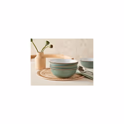- Regency Green Cereal Bowls Set of 4 - Dishwasher Microwave Safe Crockery - Ceramic Stoneware Tableware
