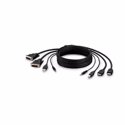Belkin F1DN2CCBL-DH-10, 3 m, Black, 2 x DVI-I + USB A + 3.5 mm, 2 x HDMI + USB B + 3.5 mm, Male/Male, 3840 x 2160 pixels