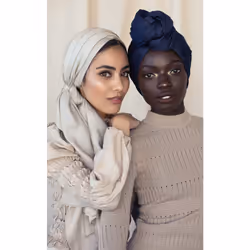 Harewom Headwraps for Women African Turbans Stretch Jersey Knit Scarf Headbands Tie for Bad Hair Day Navy Blue