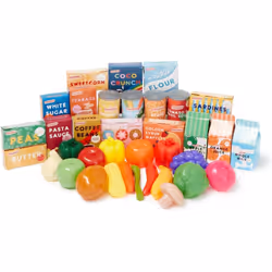 Casdon Grocery Set Family Favourites Toy Grocery Set for Children Aged 2 Features Fruits  Vegetables  Cans and More