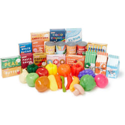 Casdon Grocery Set Family Favourites Toy Grocery Set for Children Aged 2 Features Fruits  Vegetables  Cans and More