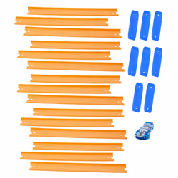 Hot Wheels Track Builder Straight Track Set, 37 Component Parts & 1:64 Scale Toy Car