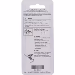 Janome AcuFeed Quilt Piecing Foot(Twin) for #202125004 9mm max with Dual Feed