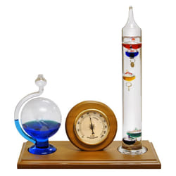 Lily's Home Analog Weather Station  with Galileo Thermometer  Glass Barometer  and Analog Hygrometer  5 Multi-Colored Spheres 10.5 in x 12 in