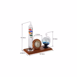Lily's Home Analog Weather Station  with Galileo Thermometer  Glass Barometer  and Analog Hygrometer  5 Multi-Colored Spheres 10.5 in x 12 in