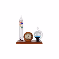 Lily's Home Analog Weather Station  with Galileo Thermometer  Glass Barometer  and Analog Hygrometer  5 Multi-Colored Spheres 10.5 in x 12 in