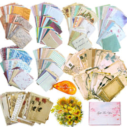 BLEDS 501 PCS Scrapbook Supplies  Scrapbook Paper Kit 460 Sheets Thin Decorative Craft Paper with 40 Pcs Flower Stickers 1 Adhesive Roller for Journal