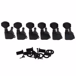 Wilkinson 6 Inline Black E-Z Post Guitar Tuners EZ Post Guitar Tuning Keys Pegs Guitar Machine Heads for Strat Tele