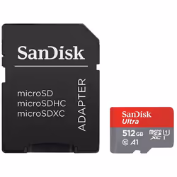 SanDisk 512GB Ultra A1 100MB/s Class 10 Micro SD SDXC Memory Card